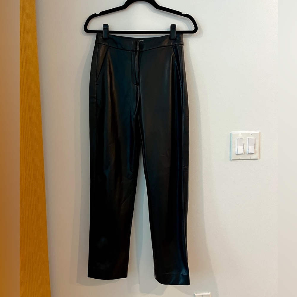 J. Crew Black Straight Leg Faux Leather Pants